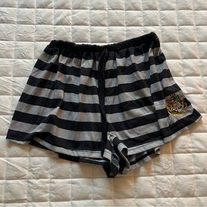 Harry Potter Women's Black and Gray Striped Pajama Shorts -size Small